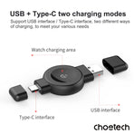 CHOETECH T606-F USB-A +USB-C Magnetic Charger for Samsung & Apple Watch