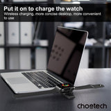 CHOETECH T606-F USB-A +USB-C Magnetic Charger for Samsung & Apple Watch - 45-Degree Angle