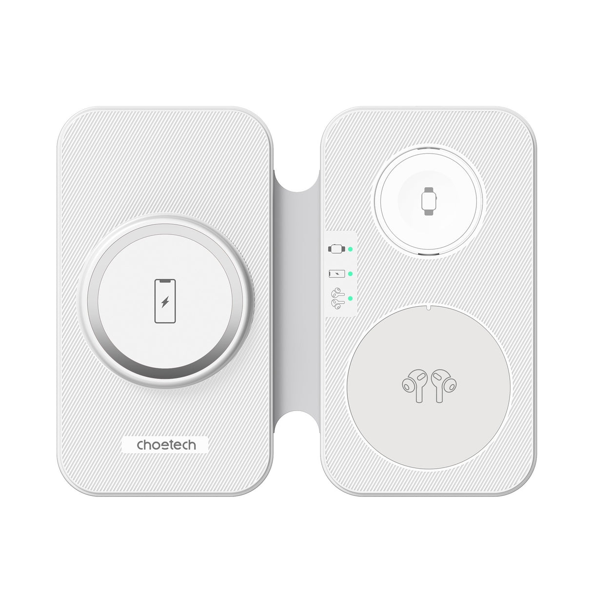 CHOETECH T616-F-WH 3-in-1 Magnetic Wireless Charger - Foldable Design in White