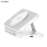 CHOETECH T616-F-WH 3-in-1 Magnetic Wireless Charger - Foldable Design in White - Front View