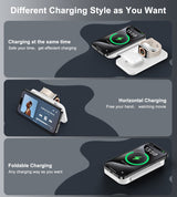 CHOETECH T616-F-WH 3-in-1 Magnetic Wireless Charger - Foldable Design in White - Rear View