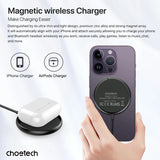 CHOETECH T697-F 15W/7.5W/5W magnetic charger for iPhone, Air Pods and more 1.5M Black - Close-Up Angle