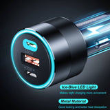 CHOETECH TC0011 130W 3 Ports (Dual USB-C Port PD3.0 + USB-A Port) Fast Car Charger - Rear View