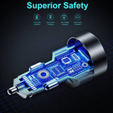 CHOETECH TC0011 130W 3 Ports (Dual USB-C Port PD3.0 + USB-A Port) Fast Car Charger - Close-Up Angle