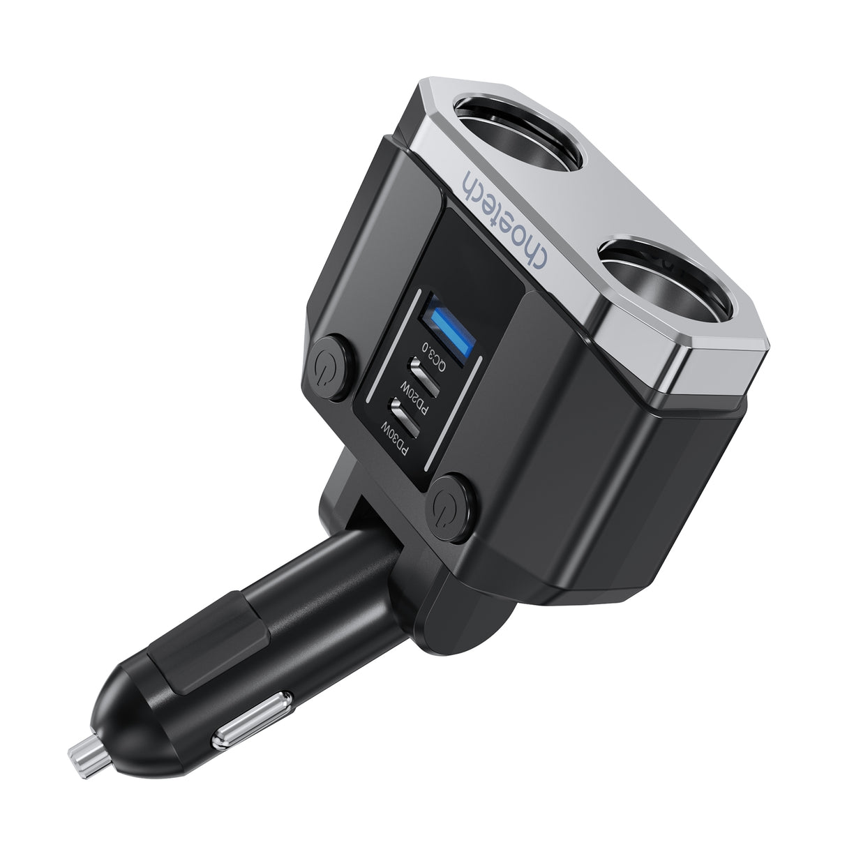 CHOETECH TC0020 45W 2 Sockets + 2x USB-C + 1x USB-A Cigarette Lighter Splitter
