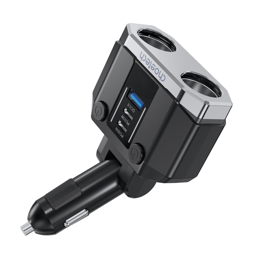 CHOETECH TC0020 45W 2 Sockets + 2x USB-C + 1x USB-A Cigarette Lighter Splitter