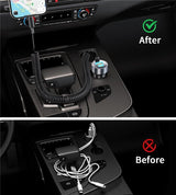 CHOETECH TC0030 65W 3-Port Fast Car Charger with 3.3ft Type-C Stretchable Cable - Close-Up Angle
