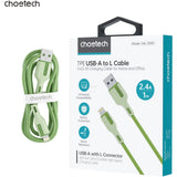 CHOETECH XAL-0003G USB-A To 8-pin iPhone 1M Charging Cable Green - Front View