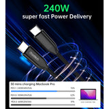 CHOETECH 240W USB-C M to M PD3.1 Fast Charging Cable - 1M Length - Side View