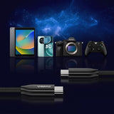 CHOETECH 240W USB-C M to M PD3.1 Fast Charging Cable - 1M Length - Top-Down View