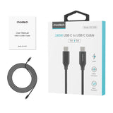 CHOETECH 240W USB-C M to M PD3.1 Fast Charging Cable - 1M Length - Rear View
