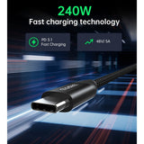 CHOETECH XCC-1036 USB-C M to M PD3.1 240W Super Fast Charging Cable 2M - Side View