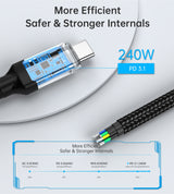 CHOETECH XCC-1042 Gen3.0 USB4.0 with 8K @ 60hz Video & Audio 240W USB-C to C Braided Cable 2M - Extra Image