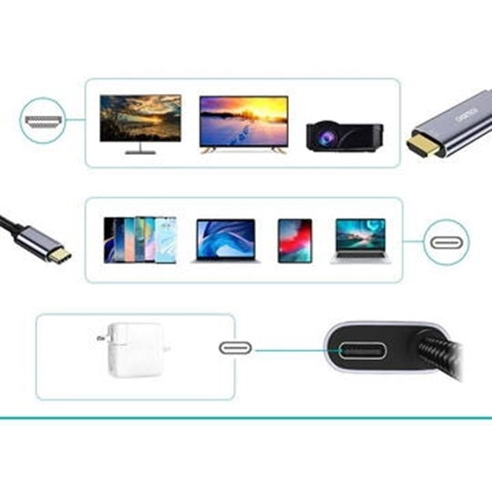 CHOETECH 4K HDMI 60Hz USB-C to HDMI Adapter with 100W Power Delivery - 1.8M Cable
