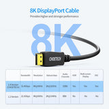 CHOETECH XDD01 DP to DP Cable 2M 8K 60Hz - Side View