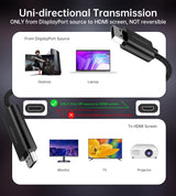 CHOETECH 2M 4K 60Hz DisplayPort to HDMI Male Braided Cable