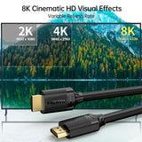 CHOETECH XHH-TP20 8K HDMI 2.1 Cable 8K@60Hz 48Gbps 2M Braided Cable - Black - Front View