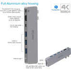 INTACT 9820T 8-in-1 Dual USB-C Adapter for MacBook/Pro HDMI/ Thunderbolt3/USB3.0*3/TypeC/SD/TF