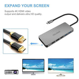 INTACT 9845T 11-in-1 USB-C Adapter HDMI/USB3.0*2/USB2.0*3/TypeC/SD*2/TF/ USB-C PD - Front View