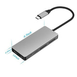 INTACT 9845T 11-in-1 USB-C Adapter HDMI/USB3.0*2/USB2.0*3/TypeC/SD*2/TF/ USB-C PD - Side View