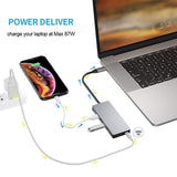 INTACT 9845T 11-in-1 USB-C Adapter HDMI/USB3.0*2/USB2.0*3/TypeC/SD*2/TF/ USB-C PD - Top-Down View
