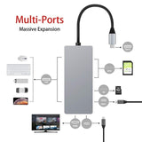 INTACT 9845T 11-in-1 USB-C Adapter HDMI/USB3.0*2/USB2.0*3/TypeC/SD*2/TF/ USB-C PD