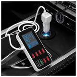 40W Multi-Port Fast Car Charger with LCD Display - 8 Ports, PD & QC3.0 - Top-Down View