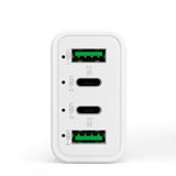 White 4-Port Car Charger with Dual PD and QC3.0 Support - Side View