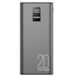 KIVEE PT23 20000mAh Portable Power Bank with LED Indicator - Black - Front View