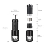 STARESSO Coffee Maker Red Dot Award Winner Portable Espresso Cappuccino Quick Cold Brew Manual Coffee Maker Machines All in One - Black - Front View