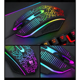T-Wolf TF400 4-pcs Rainbow Keyboard/Mouse/Headphone/Mouse Pad Kit Set - Rear View