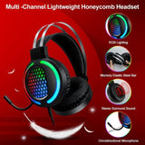 T-Wolf TF400 4-pcs Rainbow Keyboard/Mouse/Headphone/Mouse Pad Kit Set - Low Angle