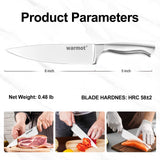 Warmot 5-Piece Ultra Sharp High Carbon Stainless Steel Chefs Kitchen Knife Set with Gift Box (750C) - Top-Down View