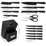 15-Piece Professional German Stainless Steel Knife Set with Built-in Sharpener Block - Front View