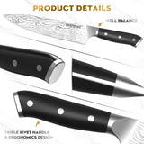 Warmot Premium 3-Piece High Carbon Stainless Steel Kitchen Knife Set with Ergonomic Handle and Gift Box - Side View