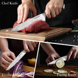 Warmot Premium 3-Piece High Carbon Stainless Steel Kitchen Knife Set with Ergonomic Handle and Gift Box - 45-Degree Angle
