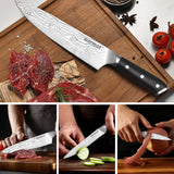 Warmot Premium 3-Piece High Carbon Stainless Steel Kitchen Knife Set with Ergonomic Handle and Gift Box - Close-Up Angle