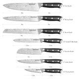 Warmot Complete 7-Piece High Carbon Stainless Steel Chef's Knife Set with Ergonomic Handles and Gift Box - Front View