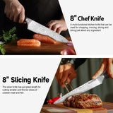 Warmot Complete 7-Piece High Carbon Stainless Steel Chef's Knife Set with Ergonomic Handles and Gift Box - Top-Down View