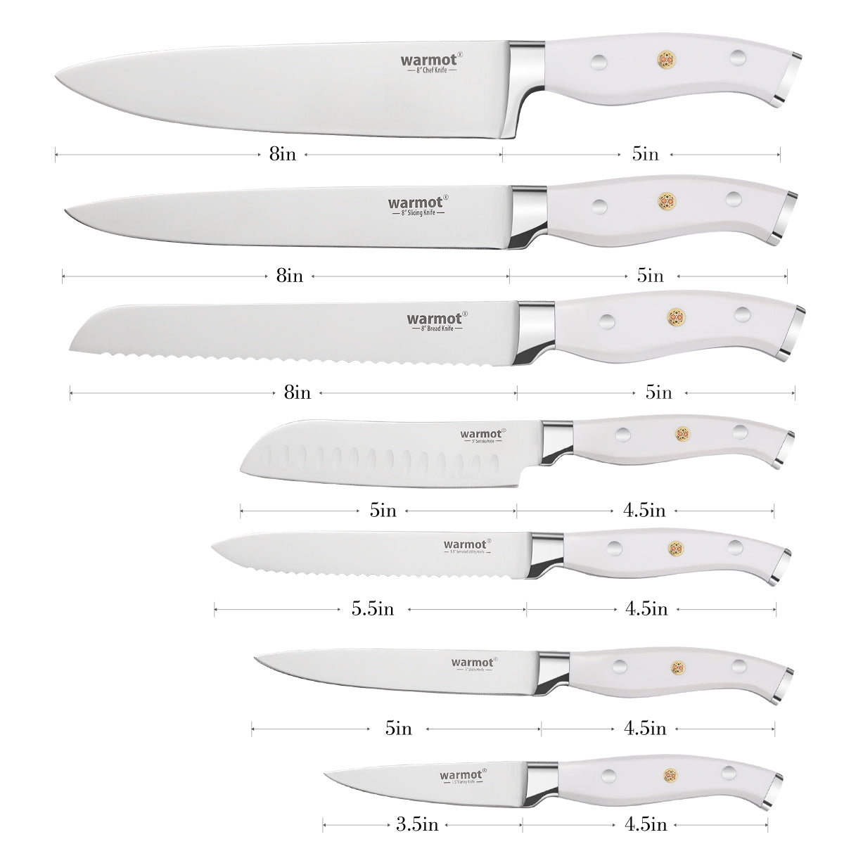 Premium 7-Piece German Steel Chef Knife Collection with Elegant Gift Box