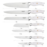 Premium 7-Piece German Steel Chef Knife Collection with Elegant Gift Box - Side View