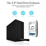 ICY BOX IB-3810-C31 SINGLE enclosure for 10x HDD with USB 3.1 (Gen 2) Type-C or Type-A interface - Side View
