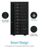 ICY BOX IB-3810-C31 SINGLE enclosure for 10x HDD with USB 3.1 (Gen 2) Type-C or Type-A interface - 45-Degree Angle