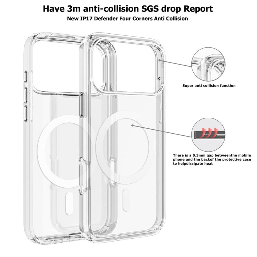 UTIA Ultimake Shockproof Transparent Case Cover With Magnetic Ring for iPhone 17 Pro Max