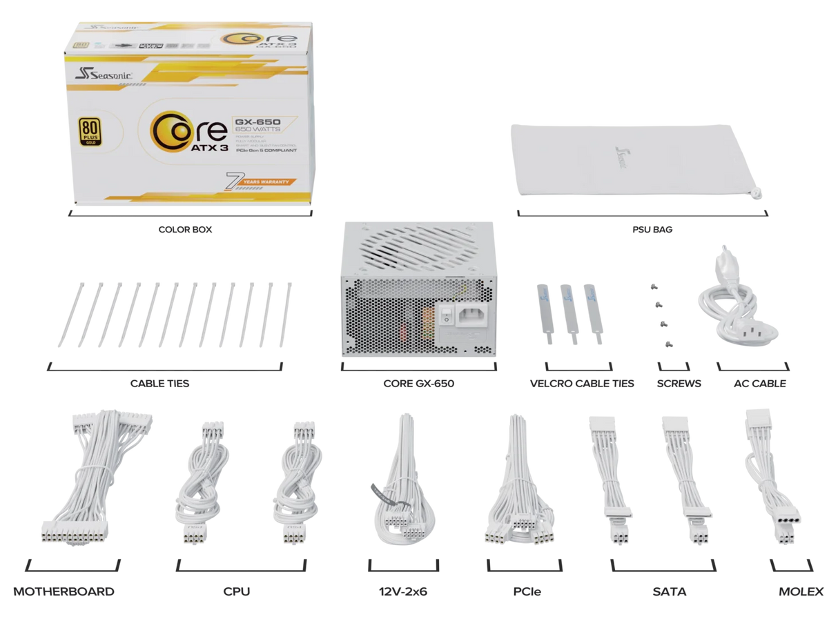 Seasonic CORE GX-650 White ATX 3.1 650W (SRP-CGX651-A5A32SF-WHITE)