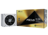 Seasonic FOCUS GX-750 White 750W ATX 3.0 Gold Modular PSU - Low Angle