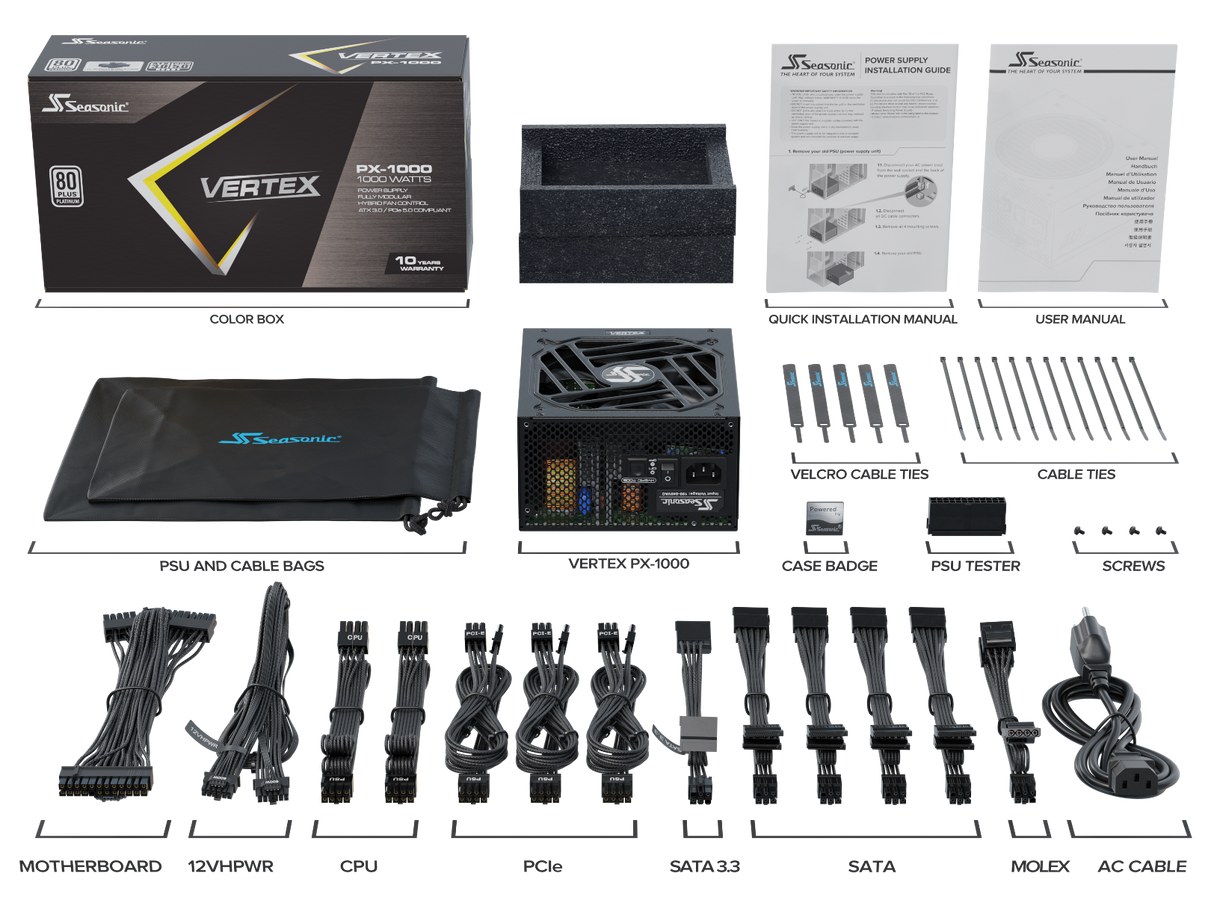 Seasonic VERTEX 1000W (PX-1000) Platinum Fully Modular PSU  ATX 3.0