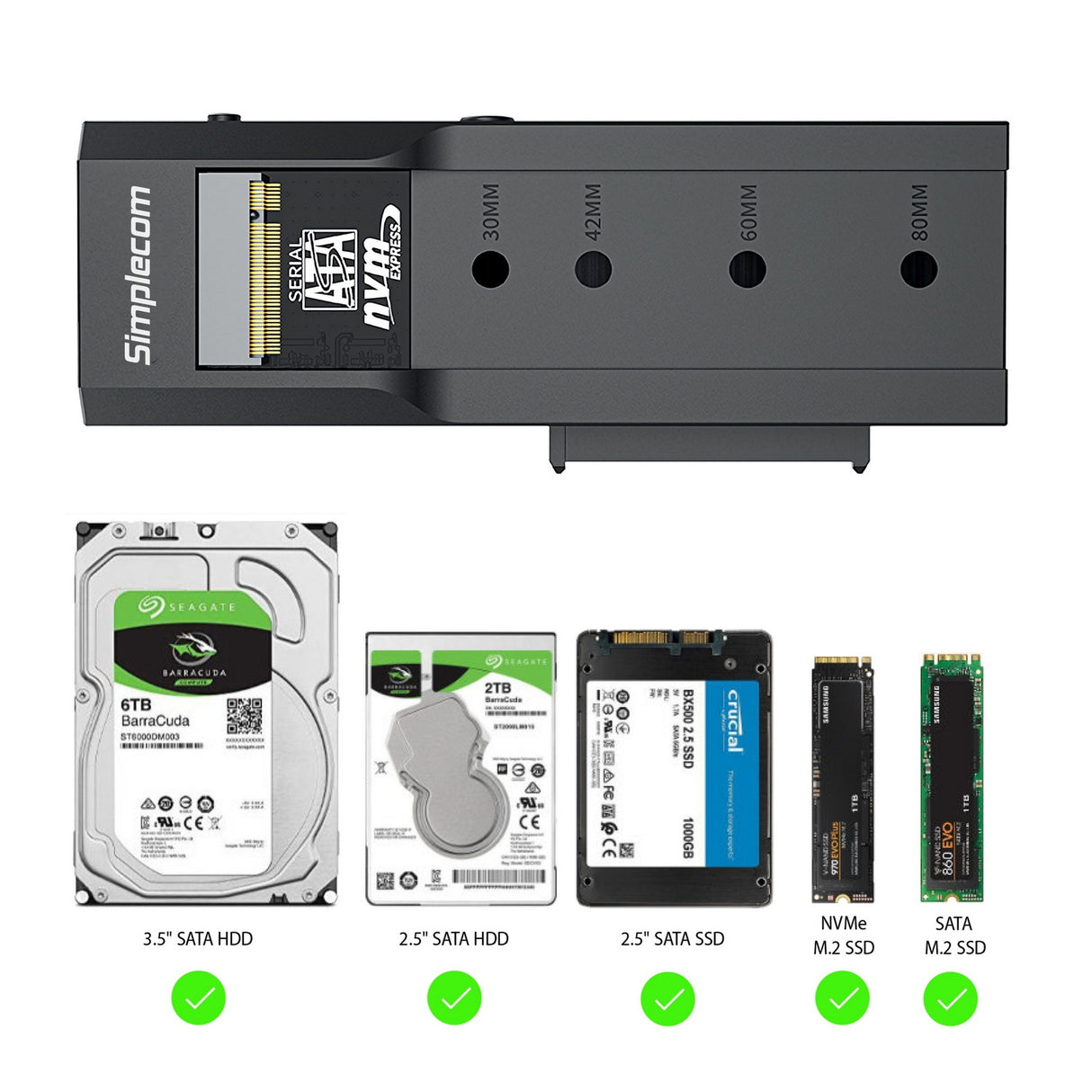 Dual-Mode USB 3.2 Gen 2 Adapter for NVMe/SATA M.2 SSD & 2.5"/3.5" HDD with Power Supply