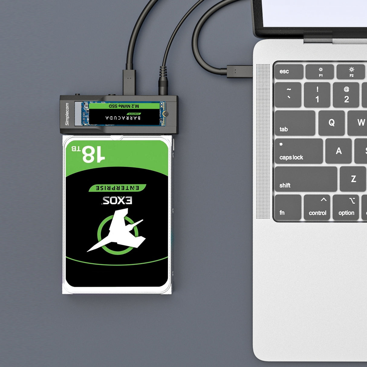 Dual-Mode USB 3.2 Gen 2 Adapter for NVMe/SATA M.2 SSD & 2.5"/3.5" HDD with Power Supply