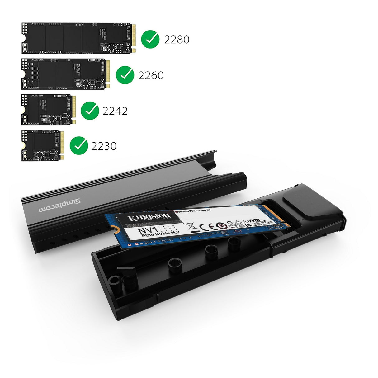 Simplecom SE504v2 Tool-Free Dual Protocol M.2 SSD USB-C Enclosure with 10Gbps Transfer Speed